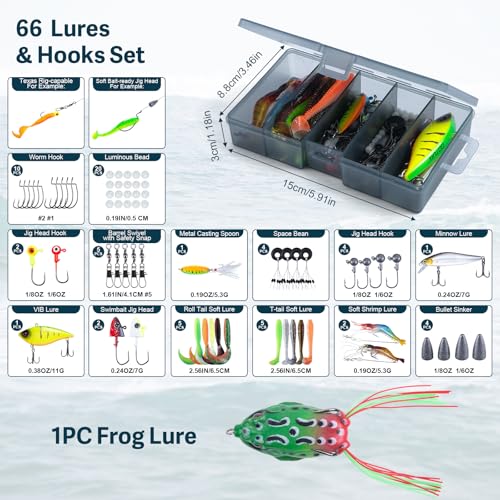Goture Fishing Lures with Tackle Box and Fishing Tool Kit Set for Men Women, Include Fish plier, Fish Ruler, Fishing Gripper, Weigh Scale with Gift Box - color: Gift Boxed, size: Tools Set+66pcs Lure Kit+Fishing Scale