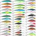 EXAURAFELIS Hard Jerkbait Kit Fishing Lures Set Including Minnow Popper Crank Baits with Hooks for Saltwater Freshwater Trout Bass Salmon Fishing Shallow Deep Diving Flat Side Crankbaits