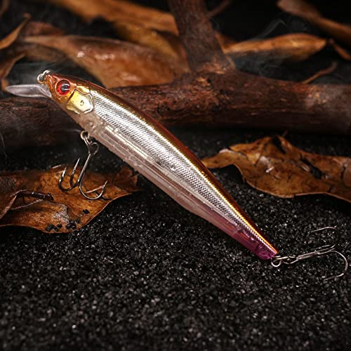 XFISHMAN Jerkbait Kit - Minnow Lure - Suspending - Bass, Smallmouth Bass, Walleye, Largemouth Bass - 1 Piece - color: Wakasagi, size: 110mm（4-3/8"in）