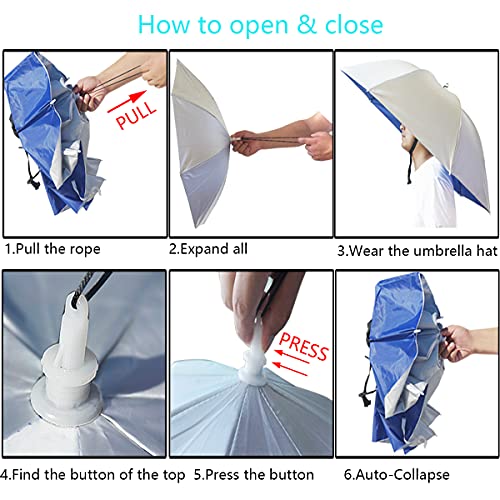Umbrella Hat, 37 inch Fishing Umbrella Hat Hands Free Foldable UV Protection Umbrella Cap Adjustable Headwear for Fishing Golf Camping Beach Gardening Sunshade Outdoor - color: Purple
