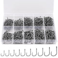 500PCS/100PCS ReeMoo Premium Fishing Hooks, 10 Sizes/4 Sizes Carbon Steel Fishing Hooks W/Portable Plastic Box, Strong Sharp Fish Hook with Barbs for Freshwater/Seawater - style: 500pcs