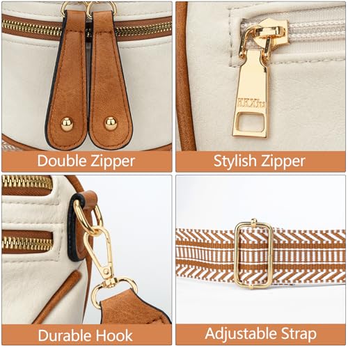KKXIU Crossbody Sling Bag for Women Trendy Fanny Pack Vegan Leather Chest Bag | Trendy - color: Beige