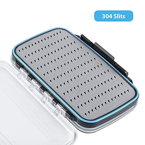 Gonex Fly Boxes for Fly Fishing Jig Boxes Two-Sided Waterproof Lightweight Fly Fishing Box Easy Grip Transparent Lid Fly Fishing Lures Box, 7.3"x 4.6"x 1.5", Grey - color: Grey, Black, Transparent, size: Size C (7.3"x 4.6"x 1.5")