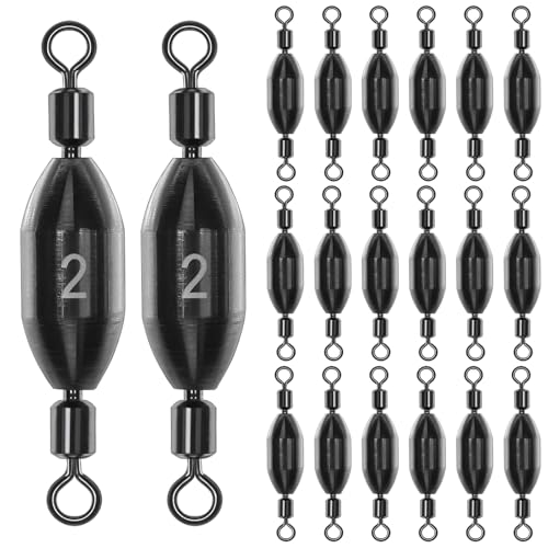 20Pcs Fishing Weights Swivel Brass Sinkers Fishing Weights Saltwater Freshwater Bullet Sinkers Fishing Weight with Swivel Rolling - size: 1/4oz-20pcs