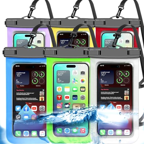 Waterproof Phone Pouch,6 Pack Multicolor Phone Case Dry Bag,Protection Level: IP68,Beach Cruise for Apple iPhone,Samsung,and More,Lanyard Included,(Fits Up to 8.3”),White,Blue,Red,Purple,Yellow,Green - color: Multicolor,J,White,Blue,Red,Purple,Yellow,Gree
