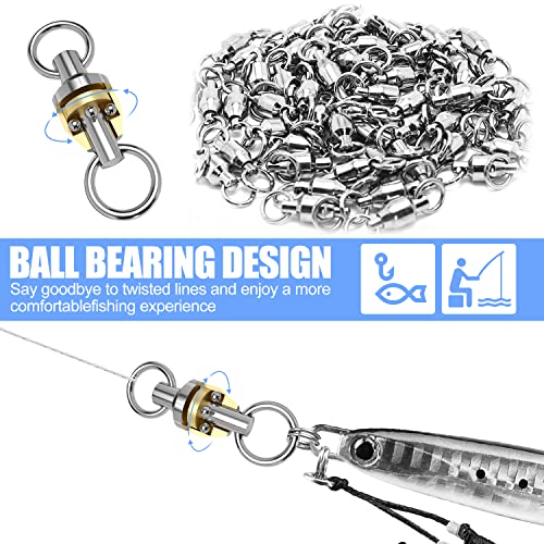 50 Pack Fishing Ball Bearing Swivels, Fishing Tackle Heavy Duty Black Nickel Terminal Tackle Barrel Swivels Leader Lures Connector Stainless Swivels Fishing Tackle - color: Black
