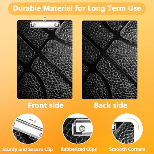 Basketball Texture Black Clipboard, Basketball Stripes Decorative Clip Board with Metal Clip Cute Plastic Clipboards A4 Standard Size 8.5" x 12.5" for Nurses, Students, Office - color: Basketball Stripes