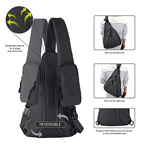 JESSIE & JAMES Peyton Crossbody Sling Backpack Concealed Carry Purse For Women Men Outdoor Chest Bag Shoulder Backpack - color: Black