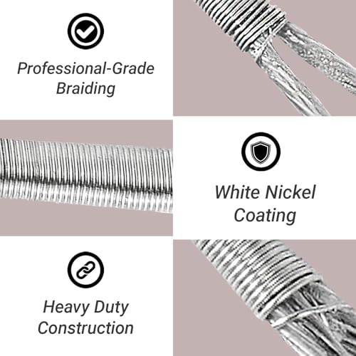 QISHUO Stainless Steel Fishing Leader Saltwater Snap Rigs Wire Leader Line High Strength Fishing Leaders Bait White Nickel 60pcs