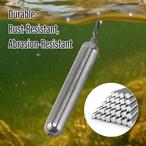Dr.Fish Tungsten Drop Shot Weights Pencil Skinny Sinkers with Barrel Swivels for Freshwater Bass Fishing Drop Shot Rig