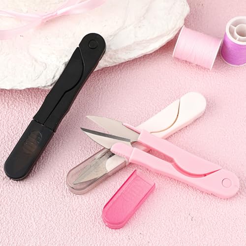 Mudder 24 Pcs U Shape Sewing Scissors with Protective Safety Cover Mini Snippers Shears Small Trimming Nipper Clipper for Various Materials Fishing Line DIY Sewing Tailoring Dressmaking Crafting - style: Lovely
