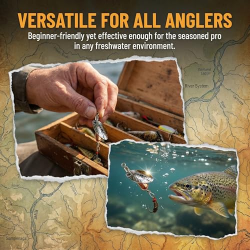 5Pcs Trout Spinners Barbless Fishing Lures with Single Hook Spinner Hooks for River Salmon Stream Fishing Durable Bass and Pike Lures for Freshwater Lake Angling
