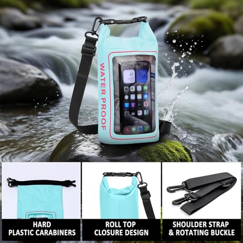 154 Pieces Waterproof Boat First Aid Kit Dry Bag with Out Bags Pouch Roll Top Boat Emergency Kit 2-in-1 for Camping Fishing Kayaking Swimming Rafting - color: Mintgreen