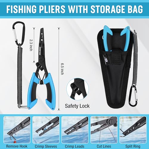 Mossy Oak Fishing Tools Kit- Fishing Plier, Fish Lip Gripper, Multifunctional Fishing Hook Remover with Lanyards Sheath, Saltwater Resistant Fishing Accessories & Equipment, Fishing Gifts for Men - style: 6pc fishing tool kit
