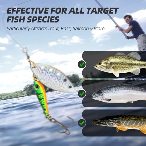Inline Spinner Bait – Fish-Shaped Spinnerbait Lures 5-Pack, 360° Rotation with Reflective Blades, Perfect for Freshwater & Saltwater Fishing, Targeting Bass, Trout, Pike, Perch & More - color: Flying Fish Spinnerbait