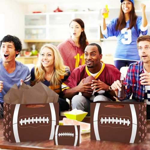 Hooqict Large Football Gift Bag with Tissue Paper and Greeting Card Football Birthday Party Gift Wrapping Bag for Boys Men Sport Themed Goodie Treat Party Favors Gift Bag - color: Football