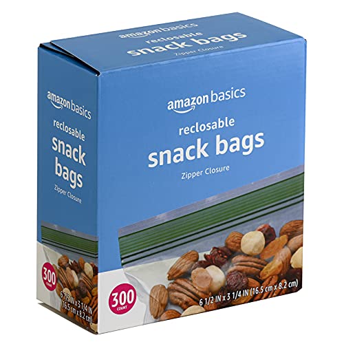 Amazon Basics Reclosable Food Storage Snack Bags, 300 Count - size: Rectangle (300 Count) (Pack of 1)