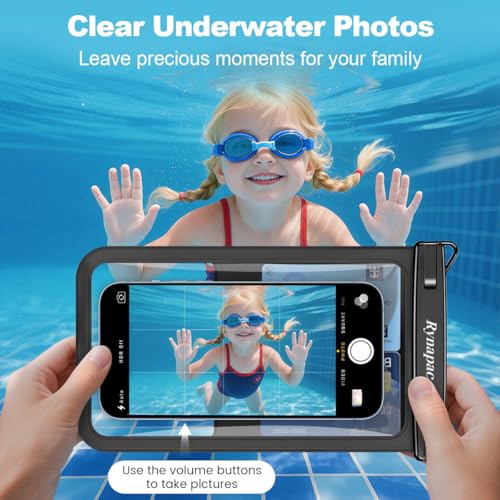 Rynapac Large Waterproof Phone Pouch [Up to 8.5"] - 2 Pack IPX8 Waterproof Phone Case for iPhone 17 16 15 Pro Max Galaxy S26 Ultra, Touchscreen & Underwater Photography, Beach Cruise Essentials 2026 - color: [Black + Black] Large Waterproof Phone Pouch, s