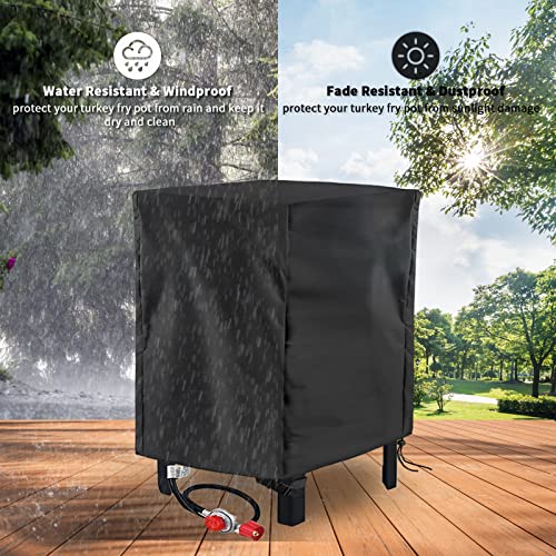 Turkey Fryer Cover for 60-100 QT Seafood Boil Pot/Crawfish Boiler | 26x25x34,Waterproof Dustproof Heavy Duty Oxford Fabric,for King Kooker Propane Deep Fryer,for Creole Feast Big Boiling Pot - size: 26"W x 25"D x 34"H