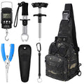 Hungdao 7 Pcs Fishing Backpack Tool Kit Fish Gear Fish Hook Pliers Remover Digital Scale Gripper Sheath Lanyards Hook Separator for Saltwater Freshwater Fishing Men Gift - style: Classic Style