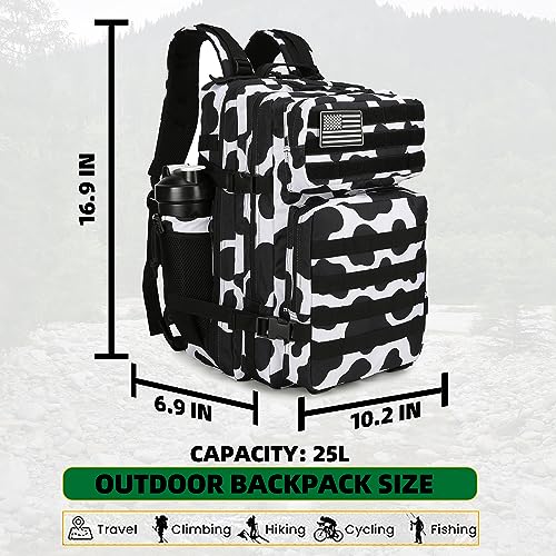 Lovelinks21 25L Tactical Backpack Military Tactical Backpack for Men and Women Small Assault Pack Outdoor Travel Hiking Camping Rucksack with Molle Webbing (Cow Print) - color: Cow Print