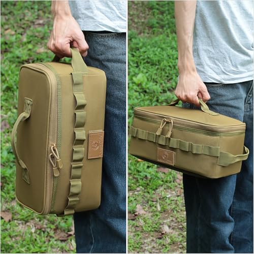 Tactical Camping Storage Bag 9L Tactical Utility Tote Bag Camping Cookware Organizer Trunk Organizer - color: Khaki