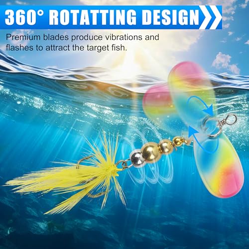 Spinnerbaits Rooster Bait Tail Fishing Lures Kit Inline Spinner Spoon Lures Bass Salmon Trout Hard Metal Spinner Baits for Saltwater Freshwater - style: 20pcs Spinnerbaits