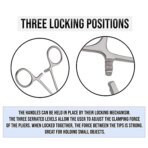 SURGICAL ONLINE 2-Piece Curved & Straight 5" Hemostat Set - Stainless Steel Locking Tweezer Clamps - Ideal Hemostats for Nurses, Fishing Forceps, Crafts and Hobby - size: 5"