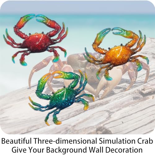 John's Studio Metal Crab Sea Wall Decor Outdoor Garden Hanging Art Sculptures Home Ocean Theme Decorations for Kitchen Bathroom and Pool - 3 PCS - color: Crab 3PCS