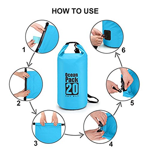 Dry Sack/Waterproof Bag for Boating, Kayaking, Hiking, Snowboarding, Camping, Rafting, Fishing and Backpacking (white, 10L), BO-BAGS-001