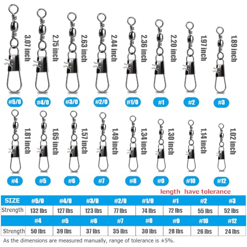 AMYSPORTS Fishing Tackle Barrel Swivel Snap High Strength Snap Swivel Saltwater Stainless Steel Fishing Barrel Snaps Interlock Snaps Freshwater Leader Lure Connnector Accessories - size: Size5/0 (132lb) 25 pcs