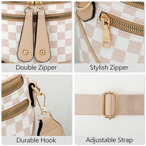 KKXIU Crossbody Sling Bag for Women Trendy Fanny Pack Vegan Leather Chest Bag | Trendy - color: 2-beige