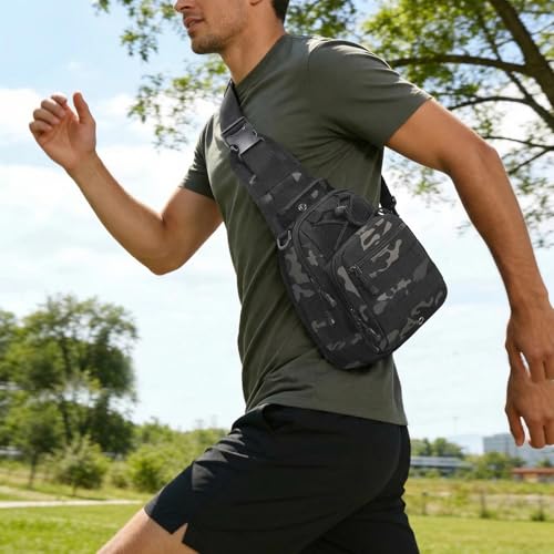 Viriber Tactical Backpack, Waterproof Military Cross-body Molle Sling Shoulder Backpack Chest Bag for Outdoor Every Day Carry Black Camo - color: Black Camo