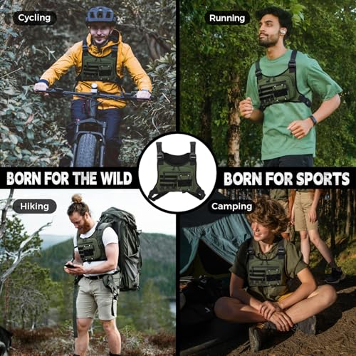 koculemi Outdoor Sports Chest Bag for Men, Chest Vest Holster Fits Most Pistols, EDC Travel Chest Pack for Running, Hiking - color: Olive