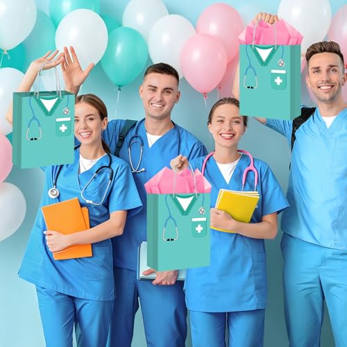 Hooqict Large Nurse Graduation Gift Bag Nurse Gift Wrap Bag with Handles, Tissue Paper, Greeting Cards for Her Women New Grad Nursing Student Medical School Graduation Party Gifts Supplies - color: Nurse