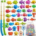NIPLOOOW Magnetic Fishing Game Pool Toys for Kids 3-5, Water Table Bathtub Kiddie Party Toy with Pole Rod Net Plastic Floating Fish, Outdoor Toys for Boys Girls Kids Age 3 4 5 6 7 8 Year Old - style: 40PCS