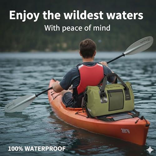 Earth Pak Waterproof Duffel Bag - Heavy Duty Motorcycle Dry Bag with Large Storage Space Perfect for Traveling, Camping, Kayaking, Fishing & Canoeing Bag 50L/70L/90L/120L Sizes - color: Green, size: 70L