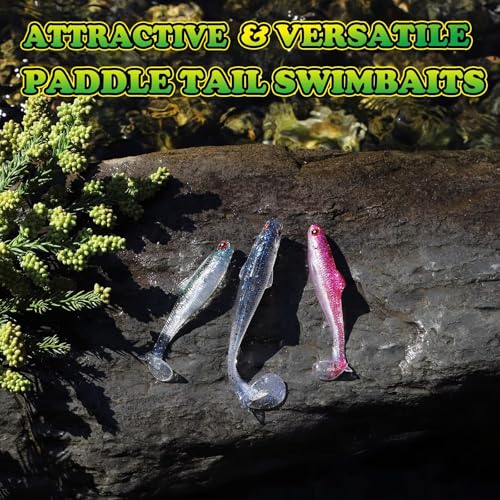 LUCKYFISHING Paddle Tail Swimbaits Soft Plastic Swimbaits Soft Baits for Bass Fishing Trout Crappie Walleye Freshwater Saltwater 10/16/20 PCS Soft Plastic Baits 4/3.5/3/2.5 Inch - color: White, size: 3.5 inch-10pcs