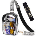 3 Pockets Clear Bag for Stadium Events with 2 Long Straps Sling Backpack Fanny Pack Concert Crossbody Purses for Women - color: 1# Black-d, style: Style 1