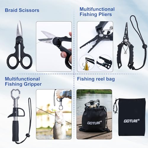GOTURE Telescopic Fishing Rod and Reel Combos, Carbon Fiber Travel Fishing Pole, 9+1 BB Spinning Reel, Saltwater Freshwater Fishing Gear Kit with Braided Line, Lures, Carrier Bag for Bass Trout - color: 1 Rod & 1 Reel Spinning Fishing Combo - Portable Fis
