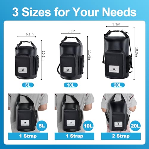 5L Waterproof Dry Bag with Bottle Holder & Mesh Pocket, 500D PVC Tarpaulin Roll Top Dry Sack with Inner Waterproof Adsorption Film, Lightweight Dry Bag for Kayaking, Beach, Boating, Fishing, Travel - size: 5L