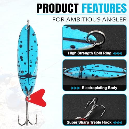 Fishing Lures Casting Spoon Lure, 5pcs Hard Metal Spoon Fishing Lures for Trout Bass Crappie Pike Walleye Saltwater Freshwater Fishing Gear 3/16oz-2oz - color: Painted-B, size: 1oz(28g)