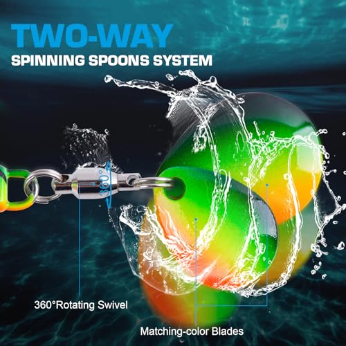 Goture Fishing Lures VIB Tail Spinners Bait Set, Two-Way Spinning Spoon System with Kona Treble Hook, Fixed Tube Anti-Tangle, 3D Eyes Sinking Lures with Tackle Box, Fishing Jigs Fishing Spinner Blade - color: B: 1/2 oz - 4 Pcs with Box