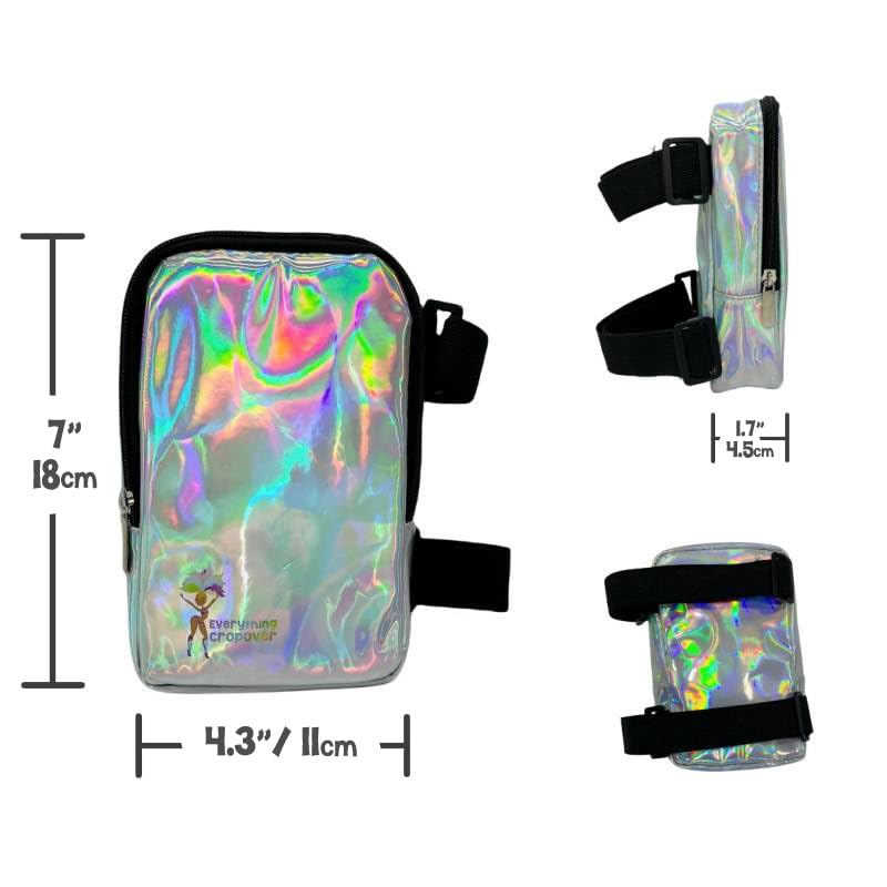 Holographic Thigh Bag | Leg Harness for Women | Outdoor Waist Pouch | Carnival Hiking Travel Fanny Pack with Adjustable Straps | Silver - color: Silver