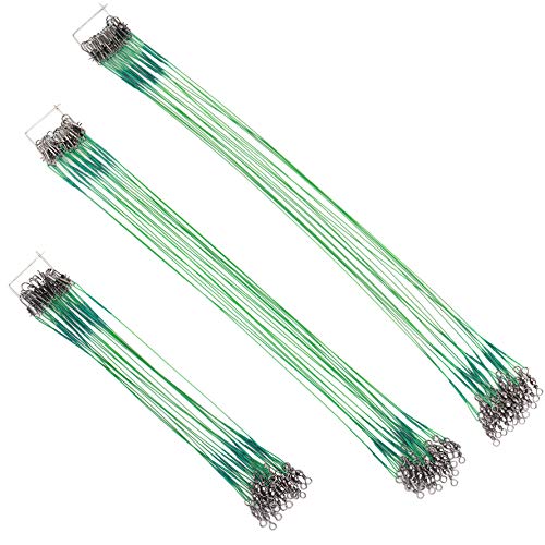 60PCS Fishing Wire Leader, Steel Fishing Leaders with Swivels and Snap, Nylon-Coated Fishing Leader for Connect Fishing Tackle Lures or Hooks, 7.5, 11.7, 12.9 Inch