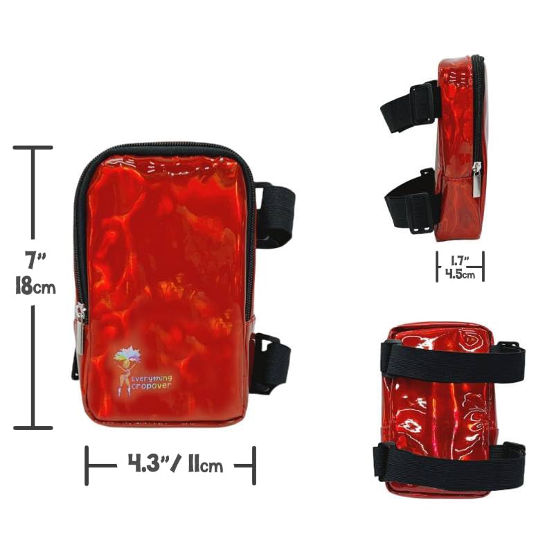 Holographic Thigh Bag | Leg Harness for Women | Outdoor Waist Pouch | Carnival Hiking Travel Fanny Pack with Adjustable Straps | Red - color: Red