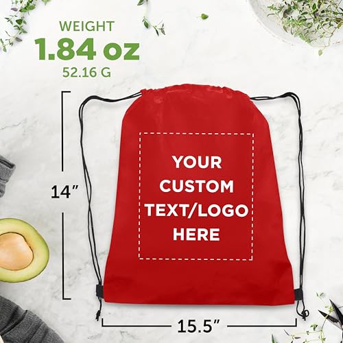 DISCOUNT PROMOS Custom Non-Woven Drawstring Backpacks Set of 10/50/100, Personalized Bulk Pack - color: Red, size: 10/50/100