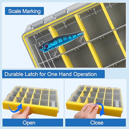 Waterproof Fishing Tackle Box, 3600/3700 Deep Tackle Trays Fishing Plastic Box Organizer with Adjustable Dividers Transparent Fishing Gear & Accessories Storage Box for Saltwater Freshwater Fishing - style: 3700 (14.17"x8.9"x1.89")-1pc