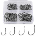 500PCS/100PCS ReeMoo Premium Fishing Hooks, 10 Sizes/4 Sizes Carbon Steel Fishing Hooks W/Portable Plastic Box, Strong Sharp Fish Hook with Barbs for Freshwater/Seawater - style: 100pcs