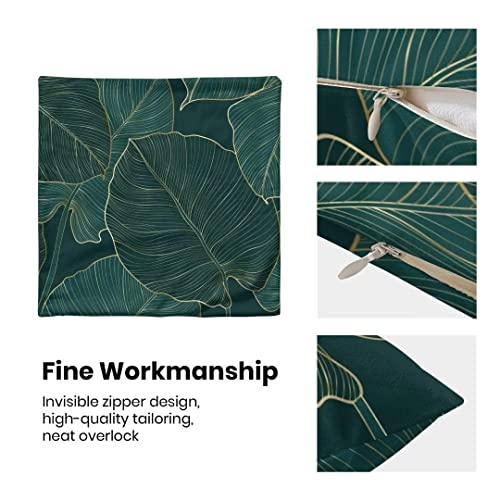 AEIOAE Tropical Leaves Pillow Covers 16 X 16 Inch Set of 2, Emerald Green Minimalist Geometric Palm Leaf Throw Pillow Covers Plant Outdoor Decorative Pillows for Couch Home Sofa Summer Decor - color: Tropical Leaves, size: 16" x 16" (Pack of 1)